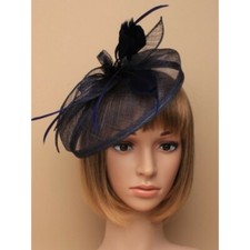 Navy Blue Headband Aliceband Hat Fascinator Weddings Ladies Day Race Royal Ascot
