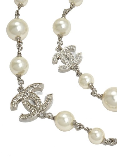 Chanel logo faux pearl long - cc,