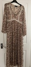 Gorgeous Primark summer dress maxi with slip under brown pink tones size 10