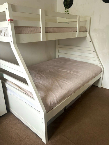 White wooden bunk bed - white,