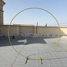 2M Round Balloon Arch Stand Metal Gold Circle Backdrop Stand Frame Wedding Party