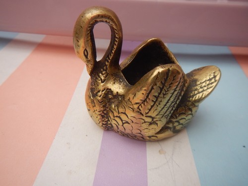 Vintage brass swan - vintage, trinket