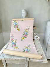 5.5 YRDS ( 11avail) Floral Antique Wallpaper vintage shabby cabbage roses style