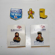 5 X RNLI Lifeboats Enamel Pin Badges Job Lot 175 Years Respect The Water Wellies