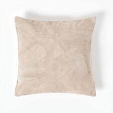 Real Leather Cream Cushion Cover 45 x 45 cm Square with Patchwork Pattern
