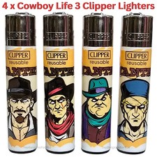 4 x Clipper Lighters COWBOY