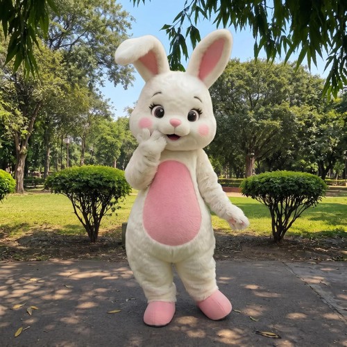 White bunny mascot costume - mascot,