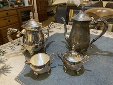 EPNS Silver Plated Tea Set with Teapot Coffeepot Sugar Bowl and Creamer Vintage