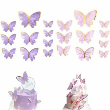 10PCS DIY Butterfly Cake Topper Happy Birthday Dessert Gift Party Supplies Decor