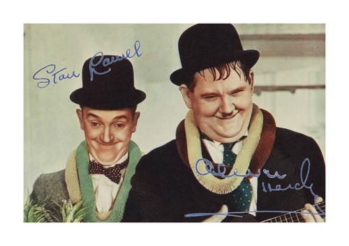 Laurel hardy signed rare - a4,