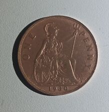 1930 BRONZE RARE GEORVE V ONE PENNY COIN ENGLISH CURRENCY