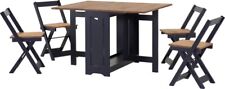 SANTOS NAVY DISTRESSED WAXED PINE FOLDING BUTTERFLY DINING SET TABLE & 4 CHAIRS
