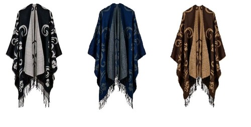 Women knitted open poncho - knitted,