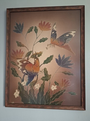 Large framed batik butterfly - large,