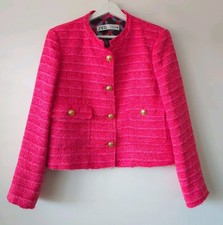 Zara Classic Pink Blazer Jacket Textured Size L Large 12 14 