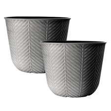 2Pc Round Plastic Silver Grey