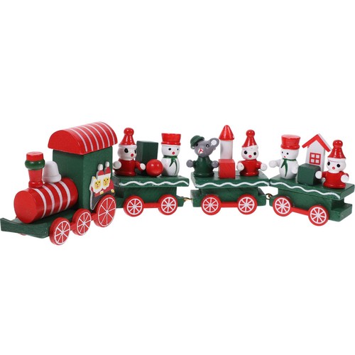Wooden xmas train ornament - wooden,