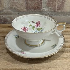 VINTAGE "BAVARIA ELFENBEIN PORZELLAN" Pretty Cottage TEACUP & SAUCER Shabby Chic