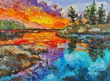 Lake ORIGINAL art 9x12, Maine