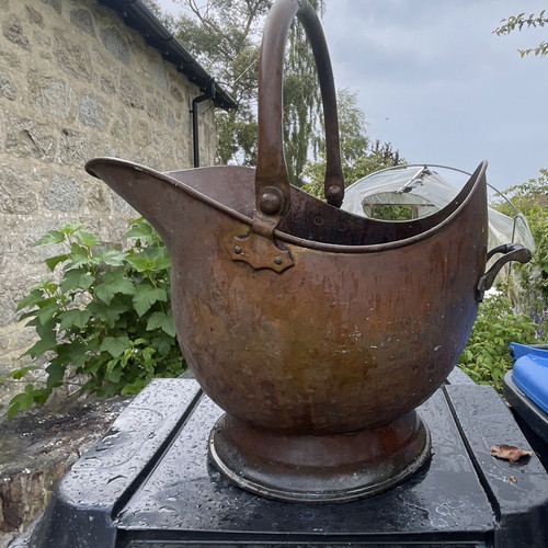 Vintage copper coal scuttle - vintage,