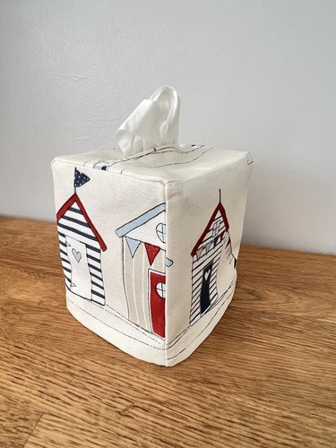 Beach hut blue fabric - fabric, tissue