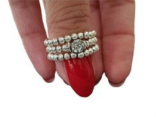 Stacking Beaded Silver Tone