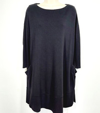 COS Womens Size XS Oversized Black Cocoon Dress Tunic Side Pockets 3/4 Sleeve