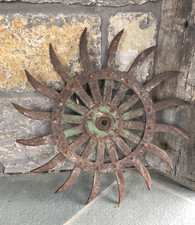 Antique rotary hoe - rotary, wheels