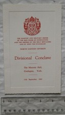 1965 menu Red Cross of Constantine NE Divisional Conclave, York