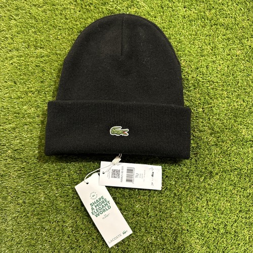 Lacoste black signature beanie - signature,