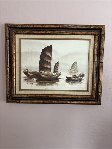 Vtg wong nautical oil - p.,