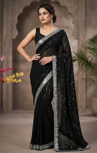 Georgette silk sequence saree