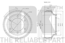 Genuine NK Rear Left Brake Drum for Ford Transit Dual Fuel E5FC 2.3 (3/02-8/06)