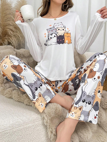 Cartoon cat white - cartoon,