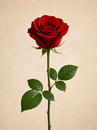Artificial red rose single - artificial,