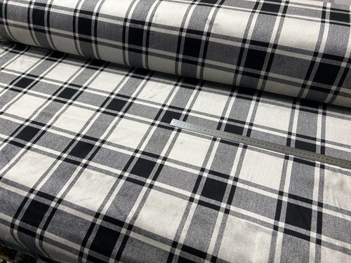 Check printed velvet fabric - velvet,