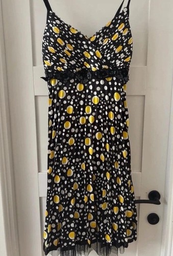 Black white yellow polka - &,