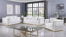 NEW 3PC White Gold Sofa