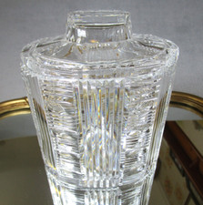 Lovely Quality Vintage Art Deco Oval Cut Glass Crystal Biscuit Barrel / Jar