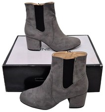 NINE WEST Quamra Ladies Grey Suedette Zip Up Wedged Heel Boots MRRP £89
