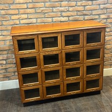 Vintage-Style Oak and Glass Haberdashery Cabinet