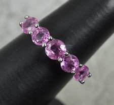 Iliana 18ct White Gold Pink Sapphire and Diamond Five Stone Ring