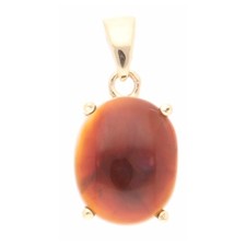 9Carat Yellow Gold Cabochon Ammolate Pendant (9x11mm)