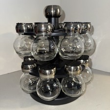 Olde Thompson Rotating Spice Rack with 16 Jars & Shaker Lids - EUC