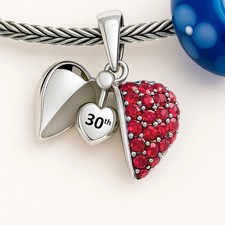 30th Red Crystal Heart Charm