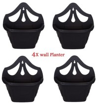 4 X 31cm BLACK VENETIAN WALL HANGING PLANTER FLOWER POT PLASTIC GARDEN OUTDOOR