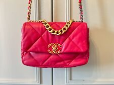 Chanel 19 Dark Pink Medium Two-Way Bag, Used in excellent condition, card & box