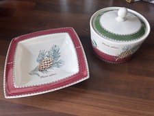 Wedgwood Sarahs Garden Sugar Bowl & trinket dish Holly Winter Christmas 