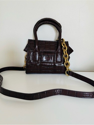 Zara croc embossed dark brown - zara, croc-embossed