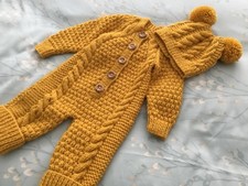 Hand knitted baby set. Romper